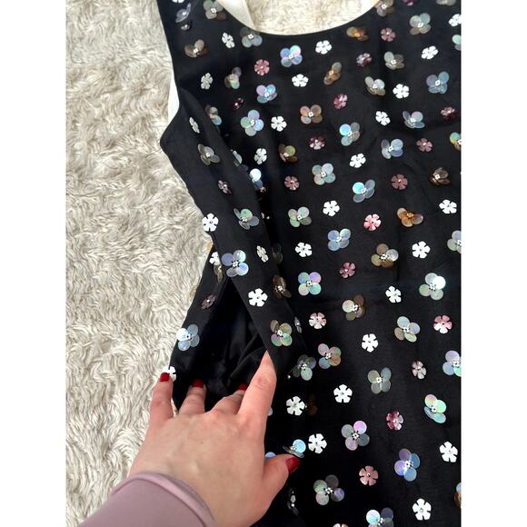 Sachin & Babi XS Black Beaded Sequin Mini Dress Floral Lace Sequined Multicolor - Picture 3 of 13